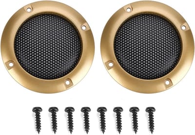 Decoratieve 2 Inch Speaker Mesh Grill Bescherming voor Subwoofer - 2 Stuks in Goud, Ideaal voor Auto en Thuisgebruik