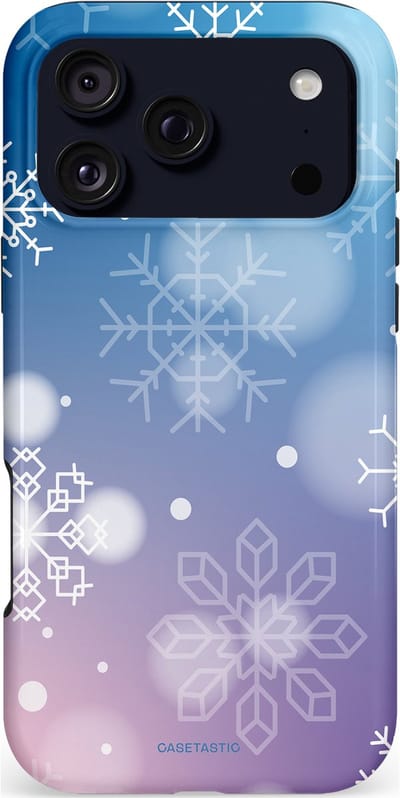 Casetastic hoesje geschikt voor Apple iPhone 17 Pro Max - MagSafe - Dubbellaagse bescherming - Winterse Sneeuwvlokken - Fashion Case - Lichtblauw Lavendel Lichtgrijs Lichtroze