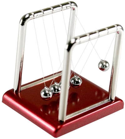 Dailygoods- Speelgoed Educatief - Newton's Cradle - Balans Ballen - Bureau Speelgoed - ABS/Staal - 9x7,5x9,5cm - Bureauspeelgoed