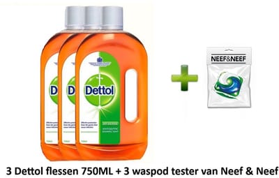 3 PACK Dettol Allesreiniger- schoonmaakmiddel- Allesreiniger - 3x 750 ml + Waspod testertje GRATIS erbij!