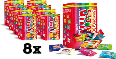 Tony's Chocolonely - Chocoladecadeau - Tiny Tony's - Chocolade Mix - Verjaardag - Fairtrade chocola - 900 gram - 8 stuks