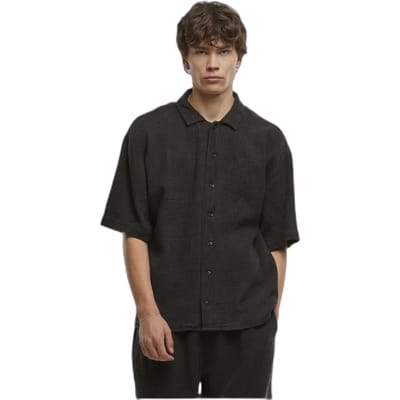 Urban Classics - Acid Washed Musselin Overhemd - S - Zwart
