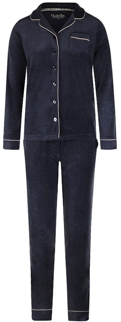 Charlie Choe Dames Homewear Set Velours O57148-38 navy navy-M