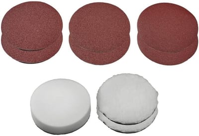 Polijstschuurpapier Set - Accessoireset Polijstmachine - Oppervlakken Behandelen - Met Klittenband - 150 mm Diameter - Wit Bruin