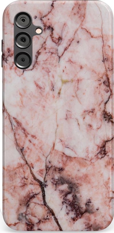Casetastic hoesje geschikt voor Samsung Galaxy A14 (2023) 5G / Samsung Galaxy A14 (2023) 4G - Dubbellaagse bescherming - Koraalrif Marmer - Fashion Case - Lichtroze Perzik