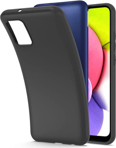 Flexibele achterkant Silicone hoesje zwart Geschikt voor: Samsung Galaxy A03S