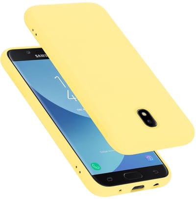 Cadorabo Hoesje geschikt voor Samsung Galaxy J7 2017 in LIQUID GEEL - Beschermhoes gemaakt van flexibel TPU silicone Case Cover