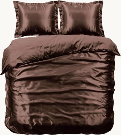 Y-NOT - Satijn uni - Dekbedovertrek - Polyester - Eenpersoons - 140X200/220 cm - Bruin