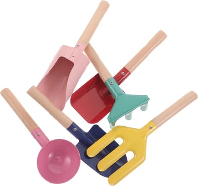 Tuingereedschap Kinderen - Buitenspeelgoed Peuters - Zandbak Spelen - Stevig Hout Ijzer - 21cm Lengte - Diverse kleuren