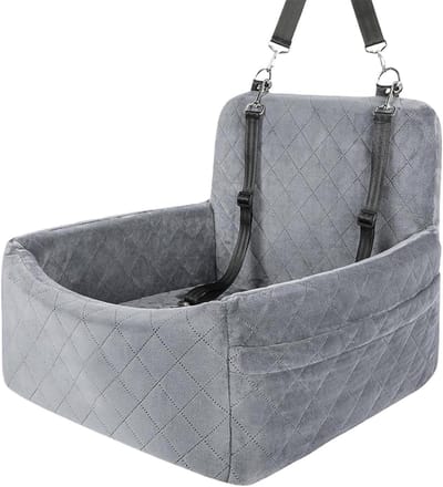 Honden Autostoel - Reisstoel Hond - Veilig Reizen - Wasbare Pluche Vulling - 40x40x35cm - Grijs