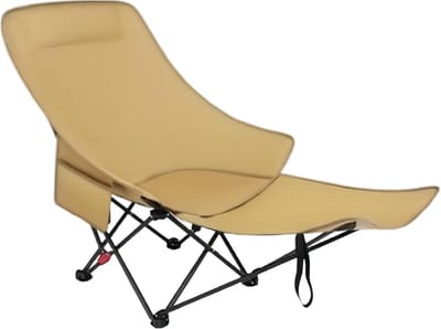 Opvouwbare Campingstoel - Lichtgewicht Stoel - Buiten Ontspannen - Met Voetensteun - 45x89x45cm - Khaki