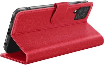 Zanae, Hoesje geschikt voor Galaxy A12 / M12 - Wallet Case & Magneetsluiting, Rood