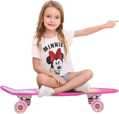 Kinder skateboard - Unicorn board - Buiten spelen - LED verlichting - 5 cm wielen - Roze