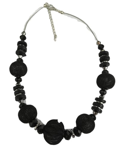 Petra's Sieradenwereld - Ketting zwart met zwarte ballen (10252405)