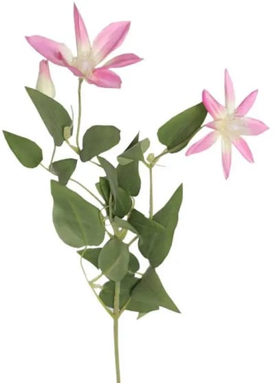 Clematis - 3 bloemen - roze - zijden bloemen - 3 stelen - onderhoudsvrij - 68 cm - kunstbloemen