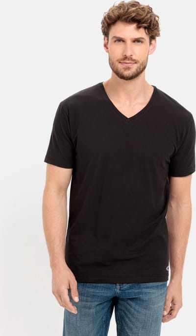 camel active V-neck Onderhemd in een pak van 3 - Maat menswear-S - Zwart