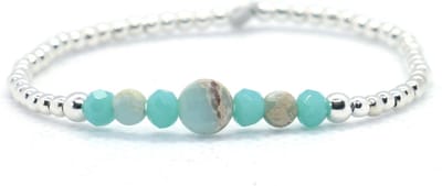 Heaven Eleven - Dames - armband - zilver 925 - turkoois - turquoise - 2,5mm - 16,75cm