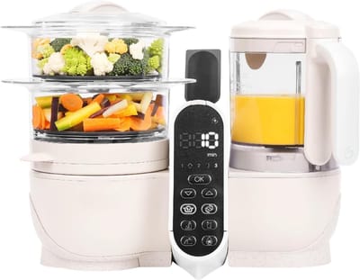 Nexvo® Stoomkoker baby - Stomer en Blender - 6-in-1 Multifunctionele Baby Cooker - Beige - 22cm x 28cm x 38cm