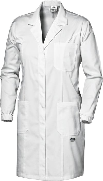 SIR SAFETY SYMBOL WOMENS Stof Werkjas DAMES Veiligheidsjas Wit - Metalen Drukknoopsluiting - Elastische Manchetten - Zijzakken