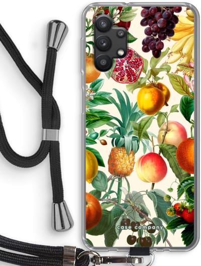 Case Company® - Hoesje met koord geschikt voor Samsung Galaxy A32 5G hoesje met Koord - Classic Flora - Telefoonhoesje met Zwart Koord - Bescherming aan alle Kanten en Over de Schermrand
