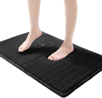 Badmat Traagschuim - Douchemat Vloermat - Badkamer Comfort - Ultrazacht Flanel - 60 x 31 cm - Zwart