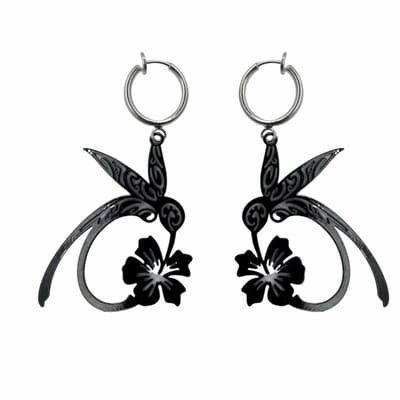 Klem oorbellen- kolibrie-Filigraan- zwart-geen gaatje-Charme bijoux
