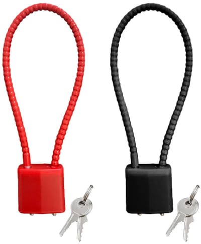 Dailygoody - Sleutelslot met Lange Beugel - Stalen Kabel Fietsbeveiliging - Veiligheid voor Fietsen - Kleur: Zwart en Rood - Geschikt voor Fietsaccess...