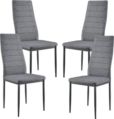 Eetkamerstoel Italië 96x43x52 cm grijs stof metaal set van 4