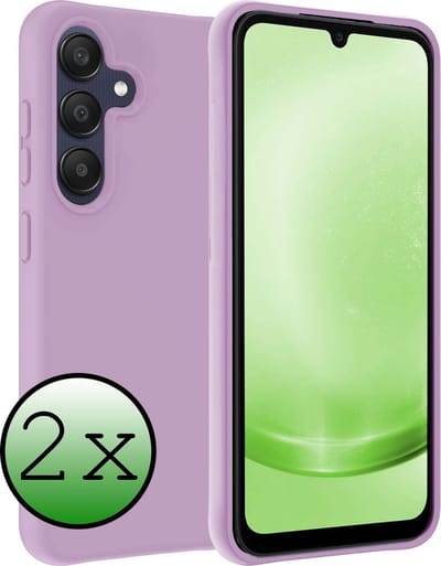 Hoesje 2 Stuks - Geschikt voor Samsung Galaxy A25 - Sterk & Shockproof - Case Siliconen - Back Cover - Telefoon Hoes - Lila