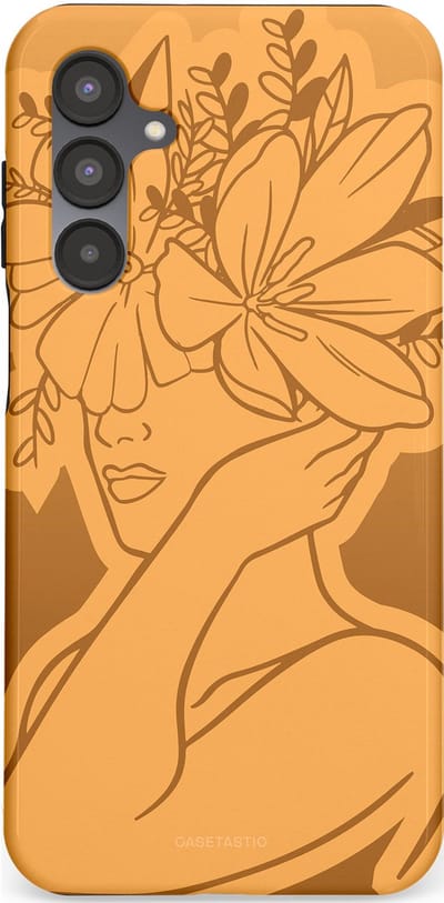 Casetastic hoesje geschikt voor Samsung Galaxy A16 - Dubbellaagse bescherming - Botanische Elegantie - Fashion Case - Goud Bruin Terracotta