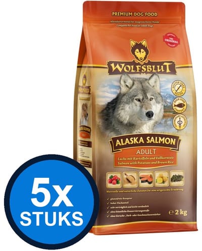 5x Wolfsblut - Adult Alaska Salmon - Hondenvoer Droogvoer - 2 kg