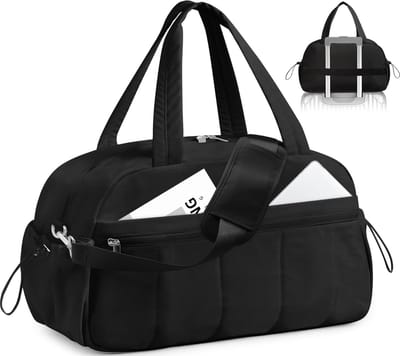 SnelShoppen - Dames Reisbag Large Sporttas Lichtgewicht Weekendtas met Vochtcompartiment Waterdichte Gymtas Buffer Cabin Bag 24L Duffle Tas Zwart