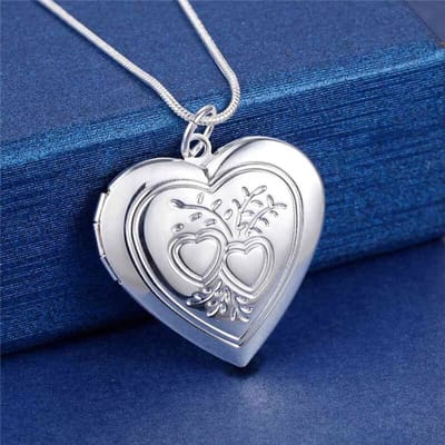 Ketting met hanger Hart foto frame 925 sterling zilver. (LN 069)