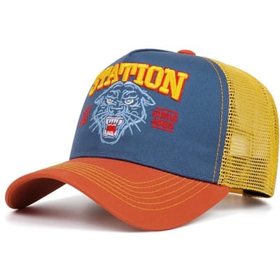 Mode Nouvelle Station Tête de Tigre Casquette Camionneur Danse de Rue Hip Hop Chapeau Cyclisme Quotidien Pare-soleil Casquette de Baseball Casquette en Maille gray