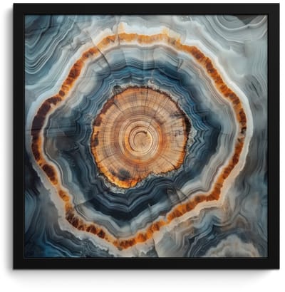 Poster in lijst - Fotolijst 40x40 cm - Posters - Cirkel - Ringen - Steen - Tinten - Posterlijst zwart - Decoratie - Wanddecoratie woonkamer - Muurdecoratie slaapkamer