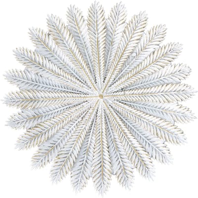 Clayre & Eef Decoratie schaal Ø 20x1 cm Wit Goudkleurig Polyresin Takken