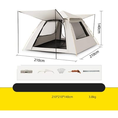 Buiten Kampeertent 2-3 Personen Automatische Snel-openende Strandtent Waterdicht Meerpersoons Ultralichte Kampeertent Uitje 3-5people licht kaki kleur
