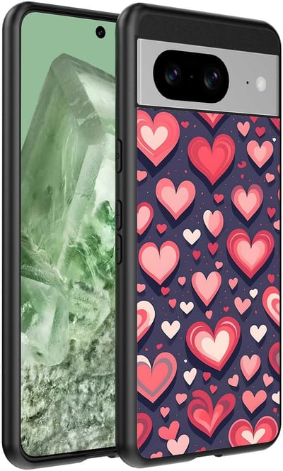 Geschikt voor Google Pixel 8 Telefoonhoesje met Hartjes Opdruk - TPU Backcover Case With Heart Design - Smartphonica geschikt voor Google Pixel 8