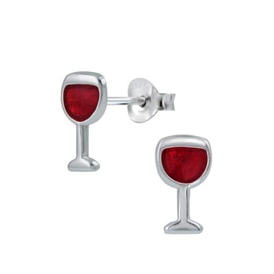 WeLoveSilver - zilveren oorstekers - wijnglas - hypoallergeen