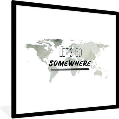 Poster in lijst - Fotolijst 40x40 cm - Posters - Wereldkaart - Quote - Waterverf - Posterlijst zwart - Decoratie - Wanddecoratie woonkamer - Muurdecoratie slaapkamer