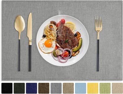 Stoffen placemats - Placemats set - Tafel beschermen - Dubbellaags imitatie-linnen - 30 x 45 cm - Grijs