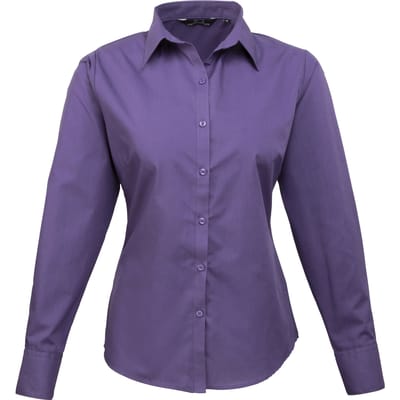 Premier Dames/Dames Popeline Blouse met Lange Mouwen (Paars)