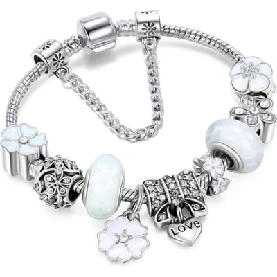 1 bestverkochte armband trendy doe-het-zelf boetiek glazen ingelegde diamant armband met Pan familie stijl gepersonaliseerde sieraden armband white