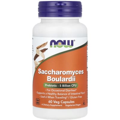 NOW Foods, Saccharomyces boulardii, probiotica, 5 miljard CFU, 60 vegetarische capsules
