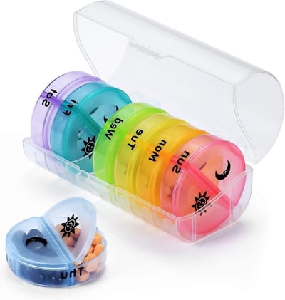 Handige Weekdoos voor Medicijnen, 7 Dagen AM PM Pillen Organizer, BPA-vrij en Transparant voor Vitaminen en Tabletten