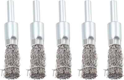 Dailygoods - Draadborstel - Roestverwijdering - 5 Stuks - 12mm - Ronde Borstel voor Boor - Geschikt voor Metaal en Hout - Zilver