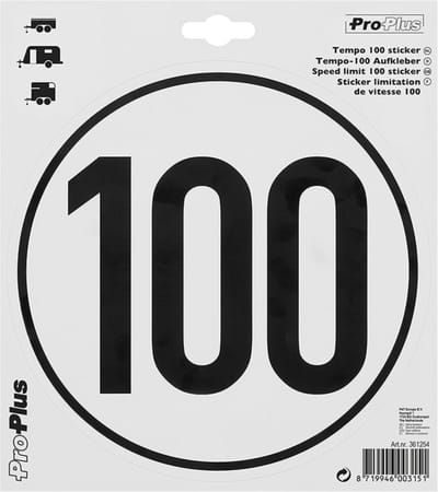 ProPlus Vervangende sticker - Tempo 100 - Duitsland - Weerbestendig vinyl - UV-bestendig