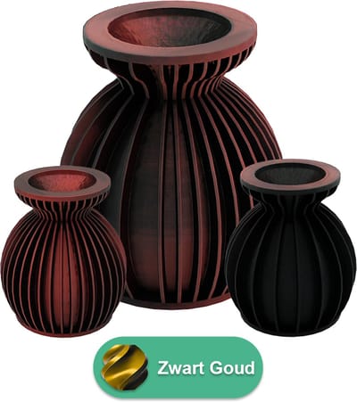 Elin moderne vaas – Decoratieve vaas - Zwart / Goud - 3d geprinte vaas – geschikt voor droogbloemen - 20CM