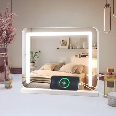 Hollywood Make-upspiegel met Dimbare LED Verlichting en 10x Vergroting - Tafelspiegel 35 x 25 cm