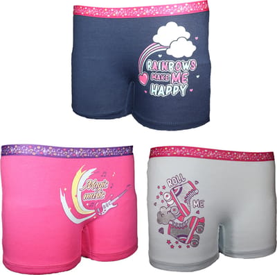 VANILLA – Meisjesondergoed, meisjes boxershorts – 3 pack - Egyptisch katoen – Roze/Blauw – 6/7 jaar – SH4586